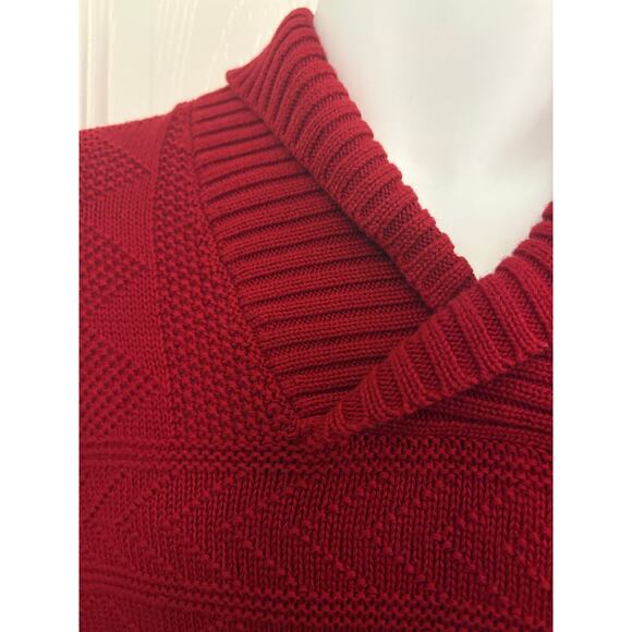 Chaps Red V-Neck Cotton Sweater. Size Large Tall - Picture 3 of 5